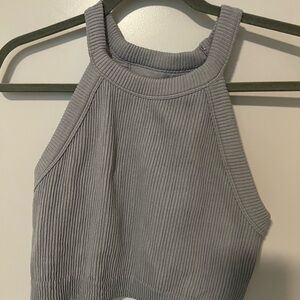 Aerie Gray Ribbed Racer Back Top